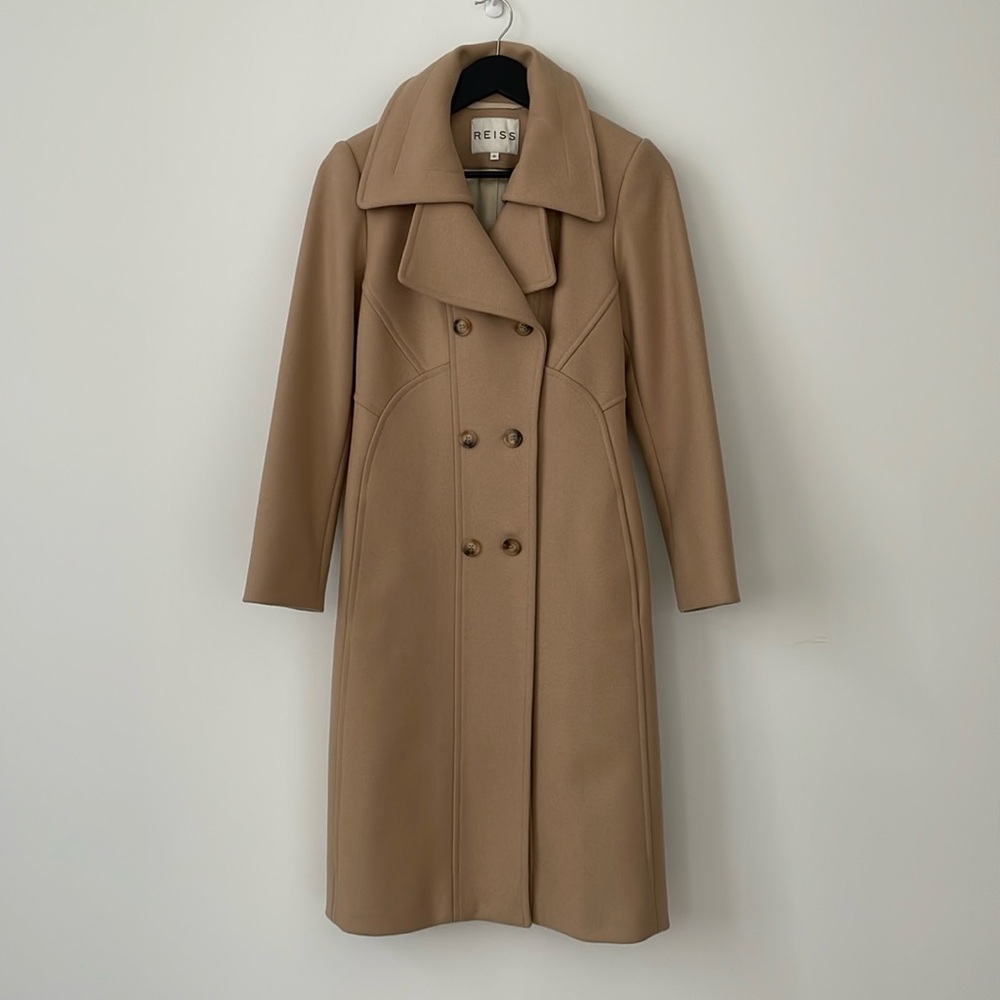 REISS Camel-Colored Wool-Blend Coat (XS) NWOT